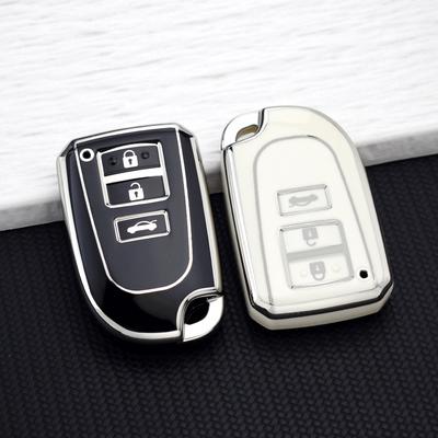 Silberne Linie Auto Schlüsselabdeckung Hülle für Toyota Yaris Hiace 200 Sienta 2020 TPU Fernbedienung 3 Tasten Schlüssel Schutztasche Schlüsselanhänger Set