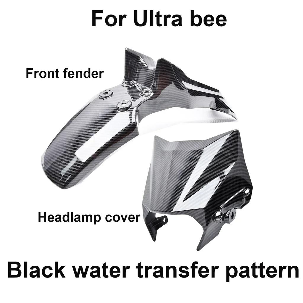 For Surron Ultra Bee Carbon Fiber Front Headlight Fender Water Transfer Glossy Parts for SURRON Headlight Mudguard Motorcycles