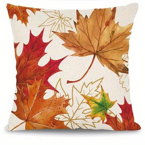 Home Decor Dog & Autumn Leaves Hello Fall Cushions Pattern Cushion Cover Suitable For Sofa Bedroom Car Pillow Cover