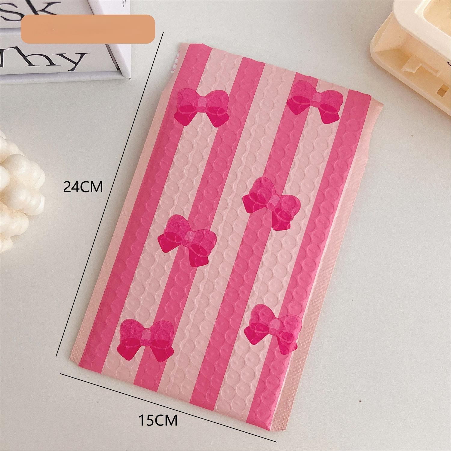 

10 шт., сумка-конверт с пузырьками и бантом, розовый пузырь, самозапечатывающиеся почтовые пакеты, мягкие конверты, посылка для подарков 15*24cm