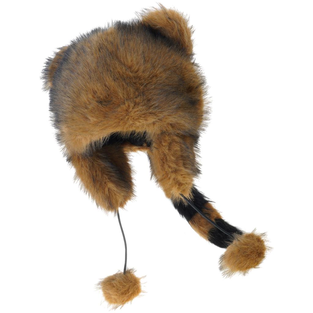 Russian Style Raccoon Hat Winter Mongolian Hat Thicken Parent Kids Raccoon Tail Hat for Adult Teens Keep Warm Plush Hat