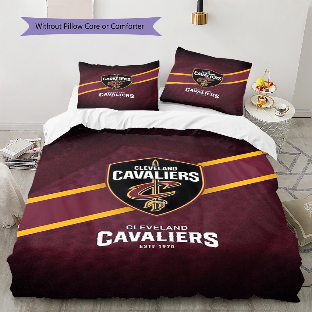 Cleveland Cavaliers Pattern Bedding Set Quilt Cover Pillowcase Home Decor Gift (1 * Duvet Cover + 2 * Pillowcase, Without Core)