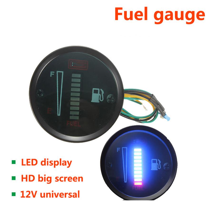 12V 52mm Car Motorcycle 10LED Fuel Level Meter Gauge Sensor Universal