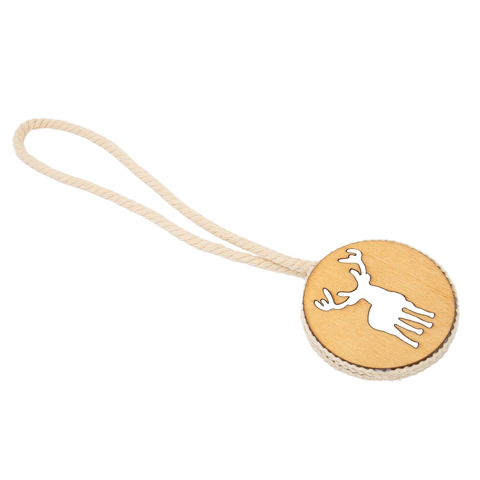 

Магнитная подхватка для штор Резной олень Прочное дерево Хлопковая веревка Обшивка Крючок для штор для семьи офиса отеля