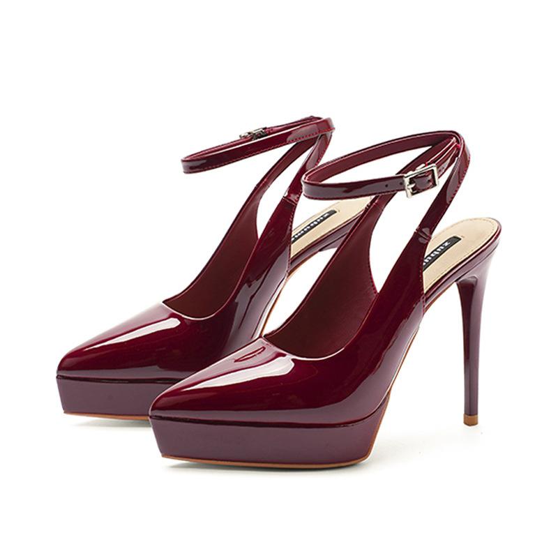 

1233-2 Сексуальные сандалии на высоком каблуке с открытой пяткой и острым носком, женские летние новые, на тонком каблуке, водонепроницаемая платформа 35