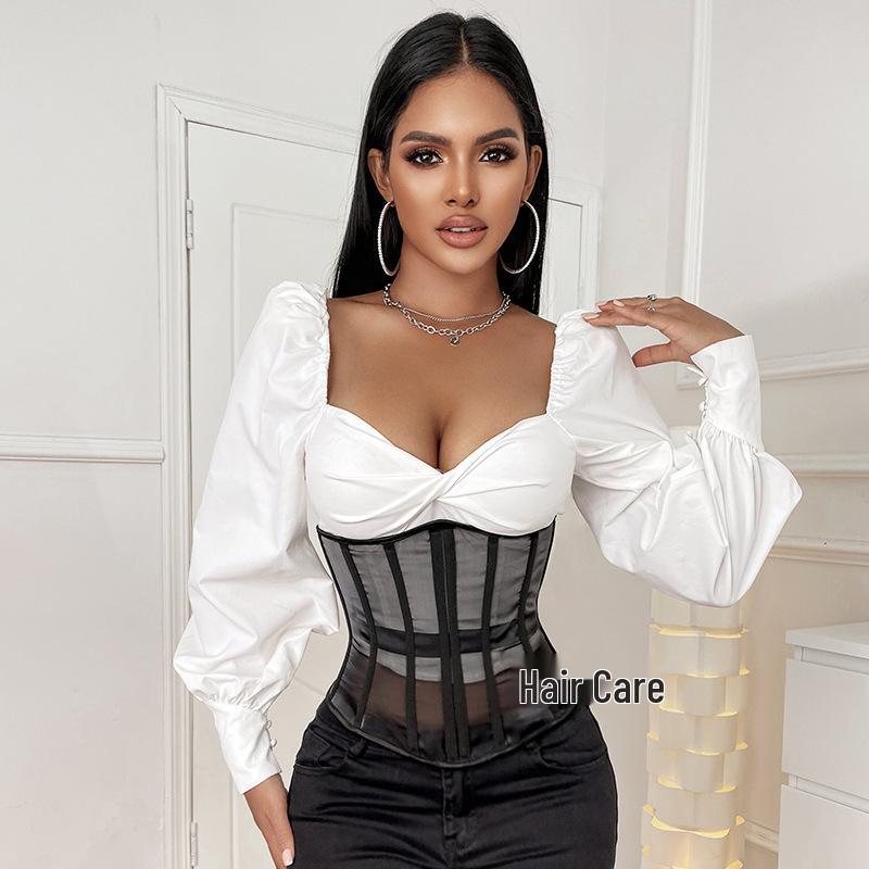Versatile French Fashion Breathable Waist Slimming Cincher with Back Tie and 14 Boning Adjustment