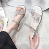 Cool Slippers Two Wearing Style Summer Thick Heel Transparent Women's New Bow Sandals Outside Wearing Fairy Fashion