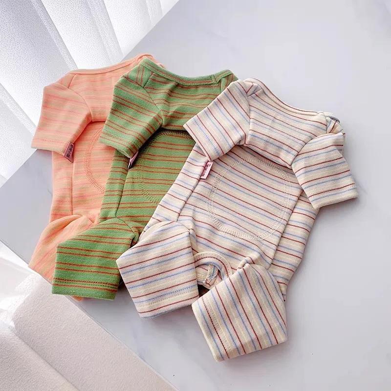 Fall Winter Pet Dog Belly-hugging Jumpsuit Striped Four-legged Warm Base Layer Sterilized Clothes For Teddy Bichon Yorkie Puppy