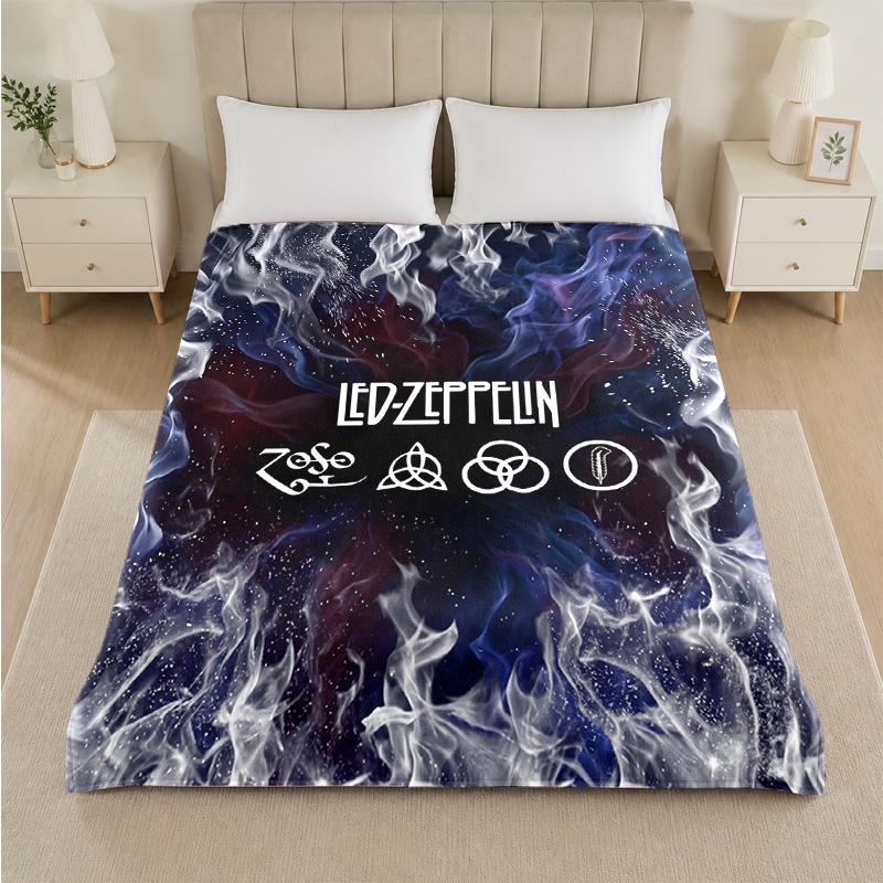 Coperta in Flanella con Stampa Led Zeppelin Morbida e Leggera Coperta Plaid in Peluche per Letto Divano Uso Domestico