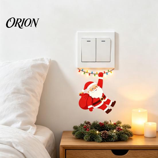 Decorative Outlet Cover Stickers Santa Claus On Swing Switch Sticker, PVC Wall Decal, Light Decals Removable Self-adhesive for Bedrooms And