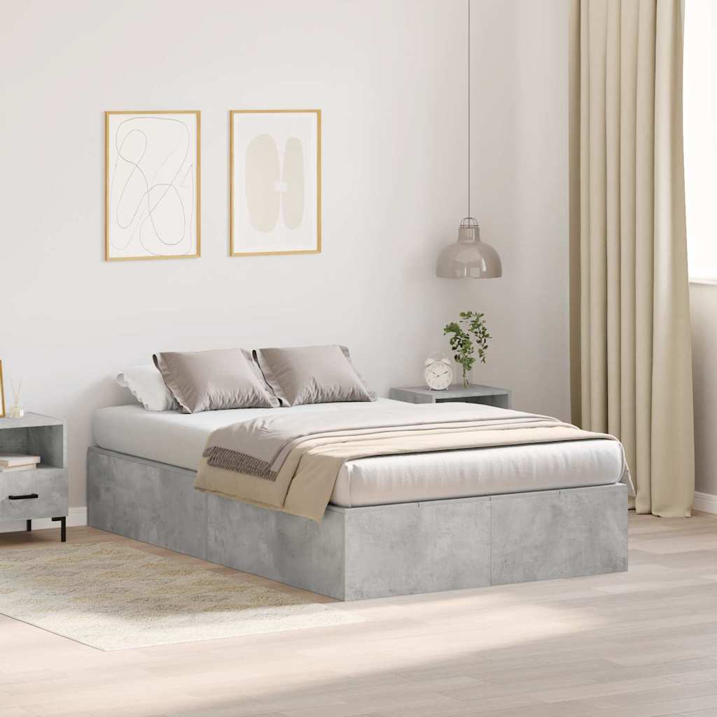 Storage Bed Frame Concrete Gray 120 x 190 cm Particleboard