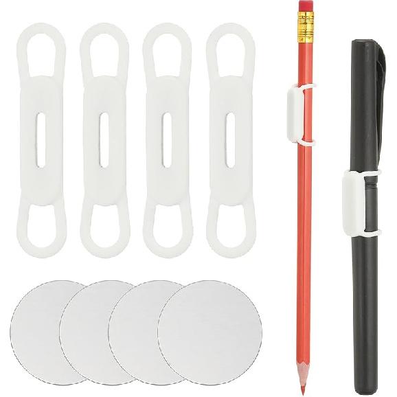 PATIKIL 4 Pcs Magnetic Pen Pencil Holder, Silicone Flexible Pencil Holder Adjustable Organizer Clip with 4 Metal Sheet for Refrigerator Whiteboards