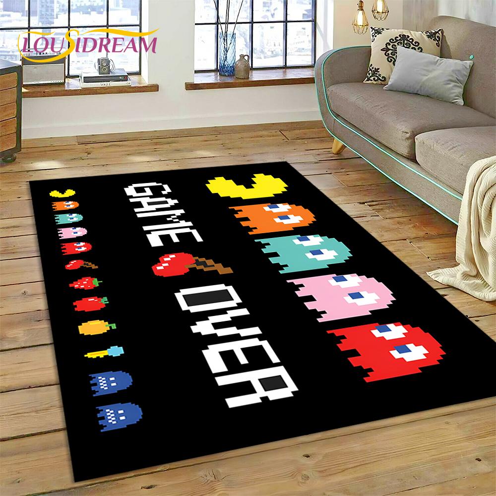 3D Retro Pakkuman Classics Game Carpet Rug for Bedroom Living Room Home Sofa Decoration,Children Game Large Decor Floor Mat Gift