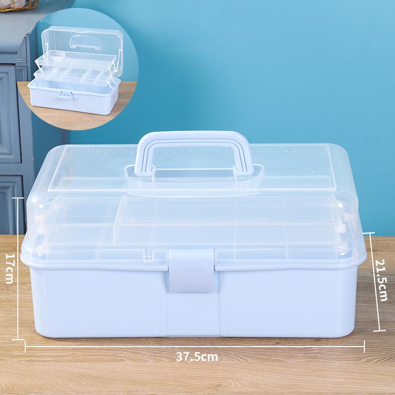 Scatola portaoggetti portatile pieghevole a tre strati, cassetta degli attrezzi per ferramenta di grande capacità, scatola per unghie, scatola portaoggetti per articoli di cancelleria e accessori artistici
