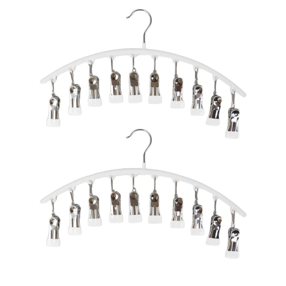 2PCS 10 Clips Curved Hanger Windproof Socks Hanger Drying Rack Clothes Drying Hanger  Clothes Shops