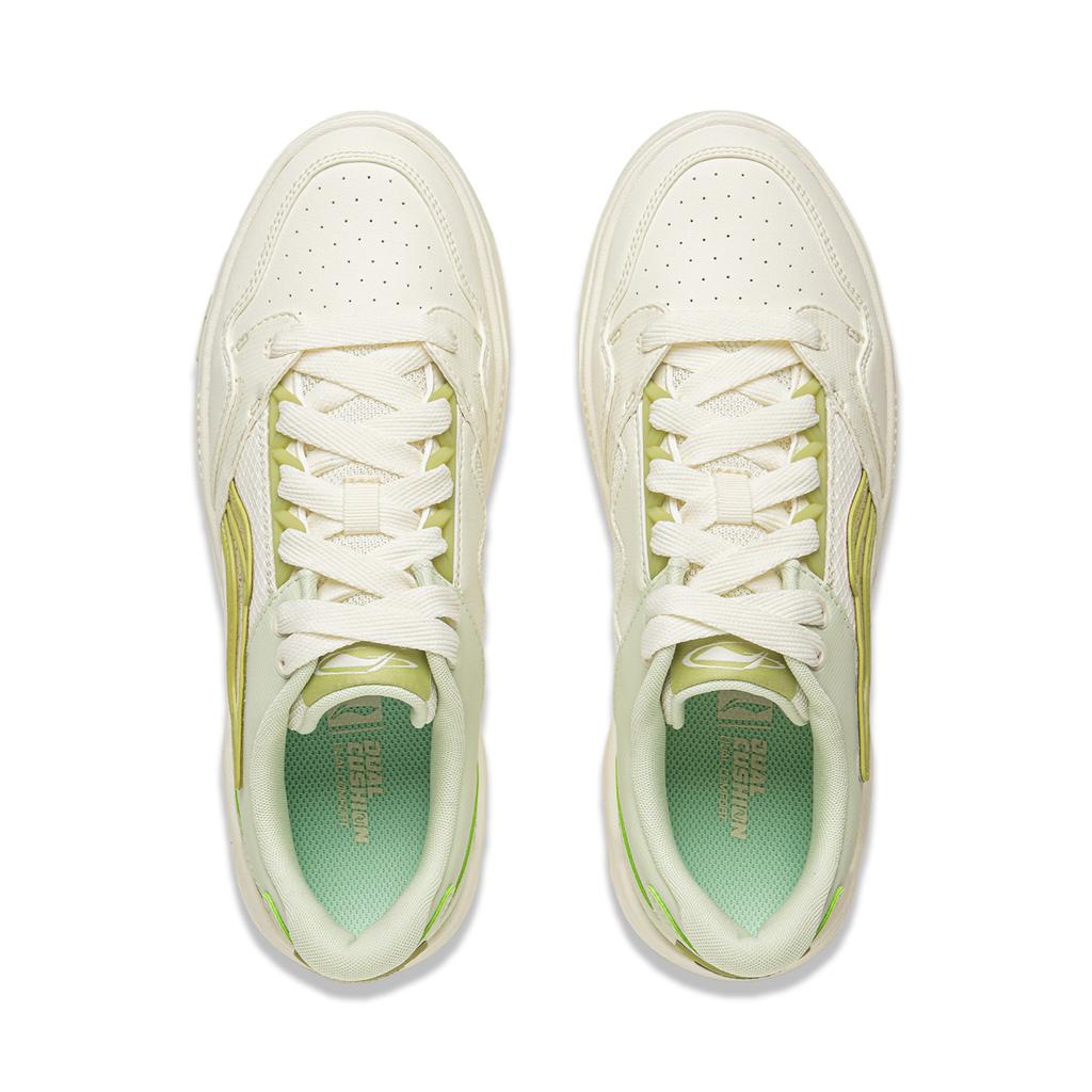 New LiNing COMMOM 80s Wear resistant Non slip And Breathable Low Top Skateboard Shoes Women's Beige White Green AGCV052-5