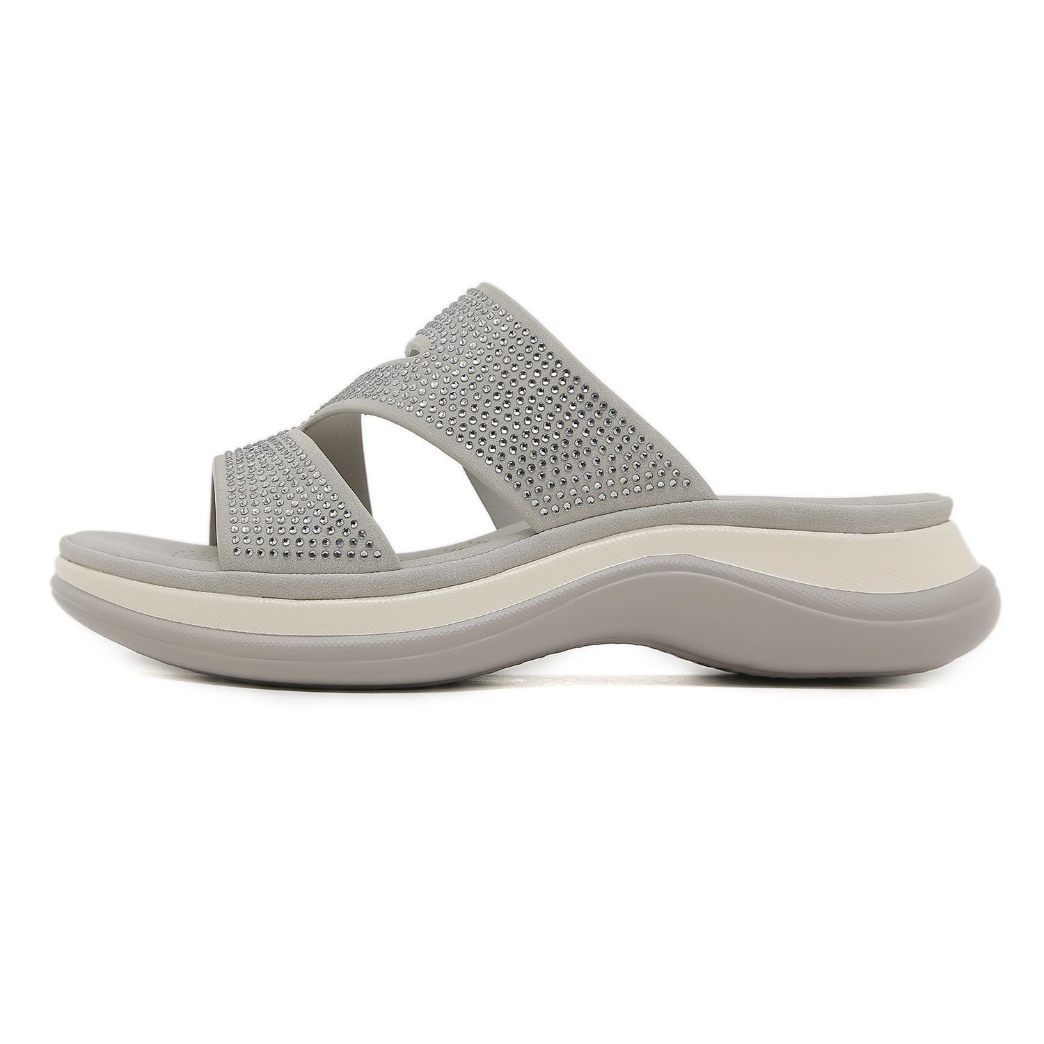 

European & American Style Rhinestone Thick-Soled Plus Size Women s Lightweight Sweet Slippers 2025 37 серый