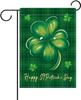 Dyrenson Happy St Patricks Day Decorative Garden Ag, Lucky Shamrock Clover Buffalo Plaid Yard Outside Home Decoration, Iri EEZ