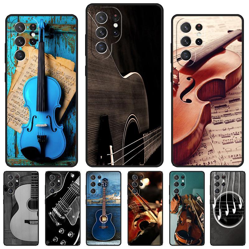 Musikalische Geige Gitarre Handyhülle Für Samsung Galaxy S24 S25 S23 S22 Ultra Note 10 20 Plus S20 S21 FE Hülle