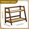 Bamboo Double Layer Rack 2 Tier Coffee Mug Display Stand Desk Storage Organizer for Living Room