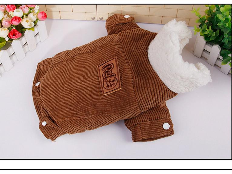 Thickened Autumn/Winter Puppy Corduroy Cotton Jacket - Teddy Pet Clothes