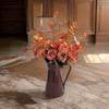 Artificial Rose Flower In Iron Bucket Artificial Leaf Plant Thanksgiving Table Centerpieces Decoration for Weddding