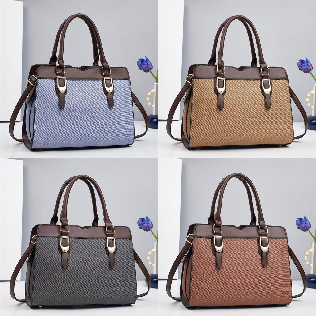 Stylish Versatile Canvas Patchwork Tote Bag In Gray Khaki Yellow Blue Brown And Apricot Colors