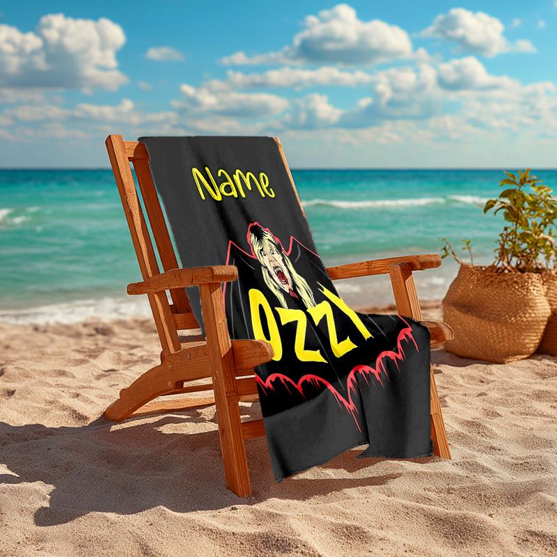 Personalisierter, maßgeschneiderter Strandtuch mit Proof-Muster von Rock-Legende Ozzy Osbourne - weich, saugfähig, schnelltrocknend, perfekt für Schwimmen, Camping & Baden