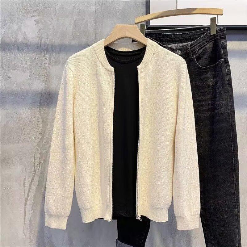 

Men s Trendy Double Zipper Cardigan Sweater - Versatile Long Sleeve Knitwear for Spring and Autumn Medium абрикосовий