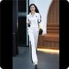 Casual Sports Suit Women's Spring and Autumn Fashion Western Style Slimming Stand-up Collar Sweater Wide-leg Pants Two-piece Suit