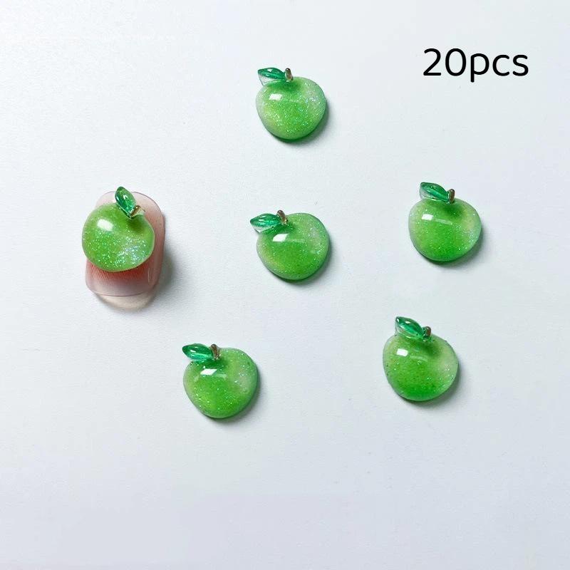 20Pcs Resin Fruit Nail Charms Jewelry Nail Art Decorations Parts Sweet 3D Mini Red Cherry Nail Art Accessories Diy Manicure Tool