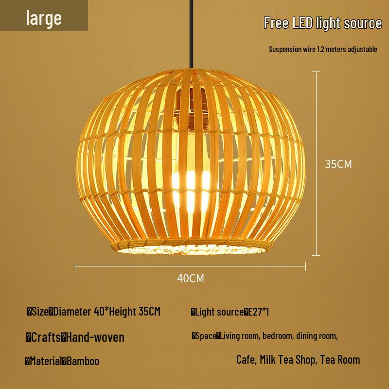 Zen Bamboo Pendant Lamp: Rattan Woven Japanese Tea Room Light