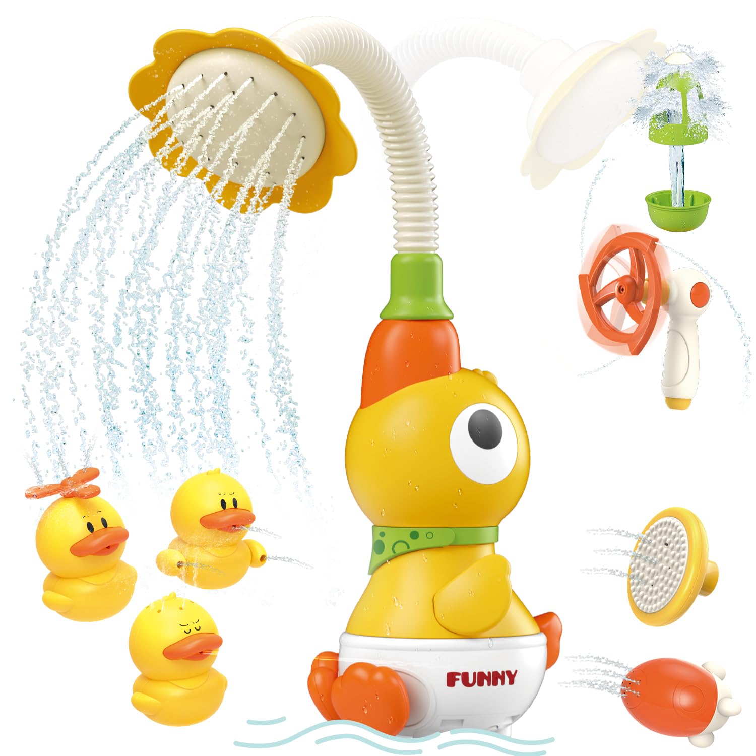 

Duck Bath Bath Toy, Electric Water Play Toy for Kids with Strong Suction Cups, Wall Mountable, Safe Materials, Cute Bathroom Toy for Toddlers and