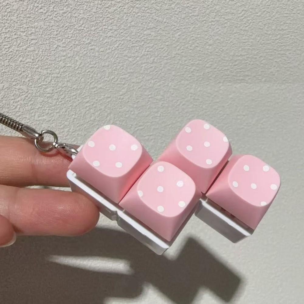 Polka Dot Pattern Fidget Keychain 3/4/6/9 Keys Bag Pendants New Keycap Fidget Toy  for Adult Kid