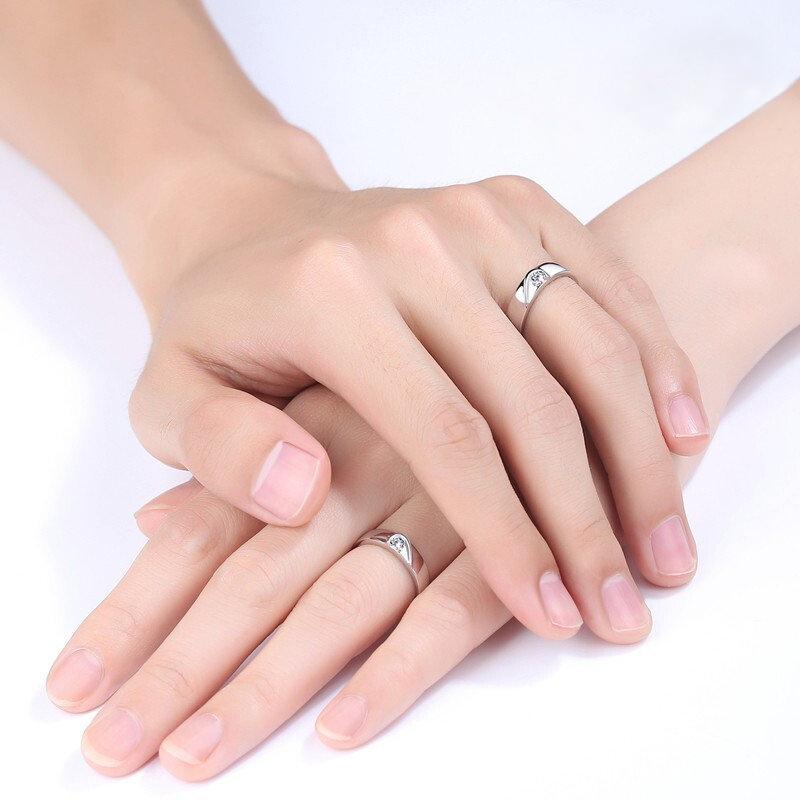 Romantic Couple Wedding Ring For Woman Men 2Pcs Love Heart Zircon Adjustable Rings Fashion Engaged Promise Jewelry Gifts