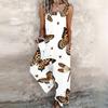 Women Plus Size Sleeveless Strap Jumpsuit White Leopard Football Helmet Print Loose Overalls With Pockets