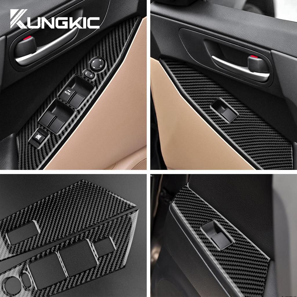 Echte Kohlefaser Auto Tür Fensterheber Schalter Knopf Panel Aufkleber für Mazda 3 2010 2011 2012 2013 Verkleidung Innenraum Zubehör