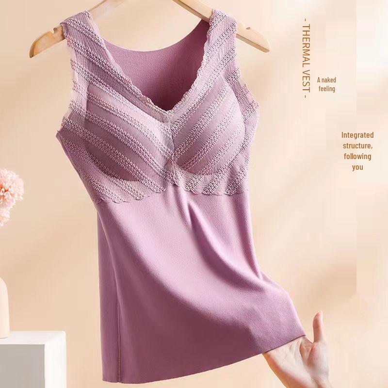Women's V-Neck Warm Vest - Slim Fit, Comfortable, No Bra Needed, Autumn/Winter Base Layer