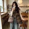 European winter new down cotton drawstring cotton vest women's medium and long warm waist slim vest jacket