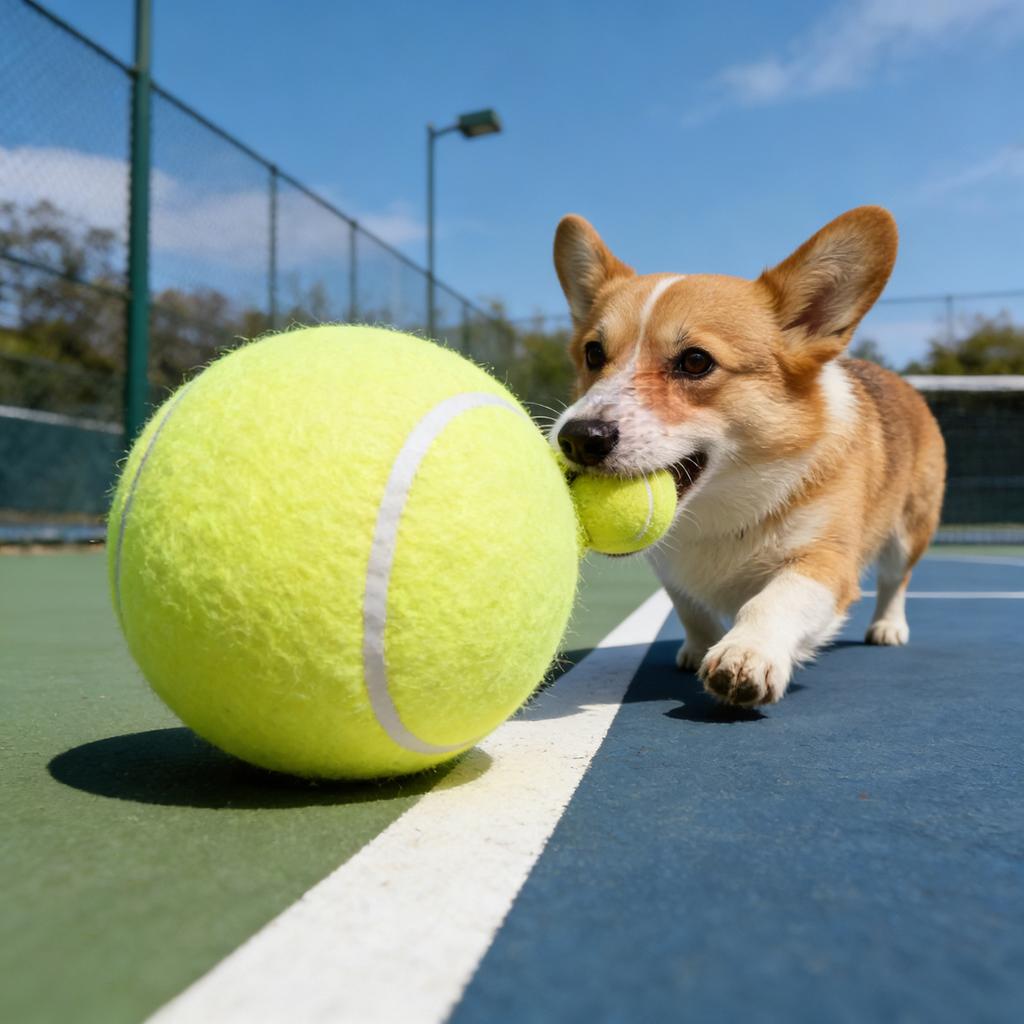 Large Inflatable Dog Tennis   with Pump Extra Large Pet Tennis   Set Bright Yellow Green High     Felt Outdoor Beach Garden Play Toy 