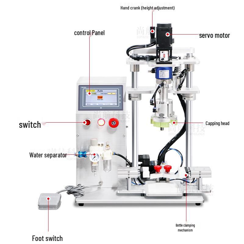 ZONESUN Semi-Automatic Servo Torque-Adjustable Metal Cap Sealing Machine