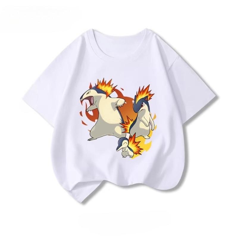 Potdemiel  New Summer Style Pure Cotton Childrens TShirts Pikachu Print Unisex Size Comfortable and Breathable