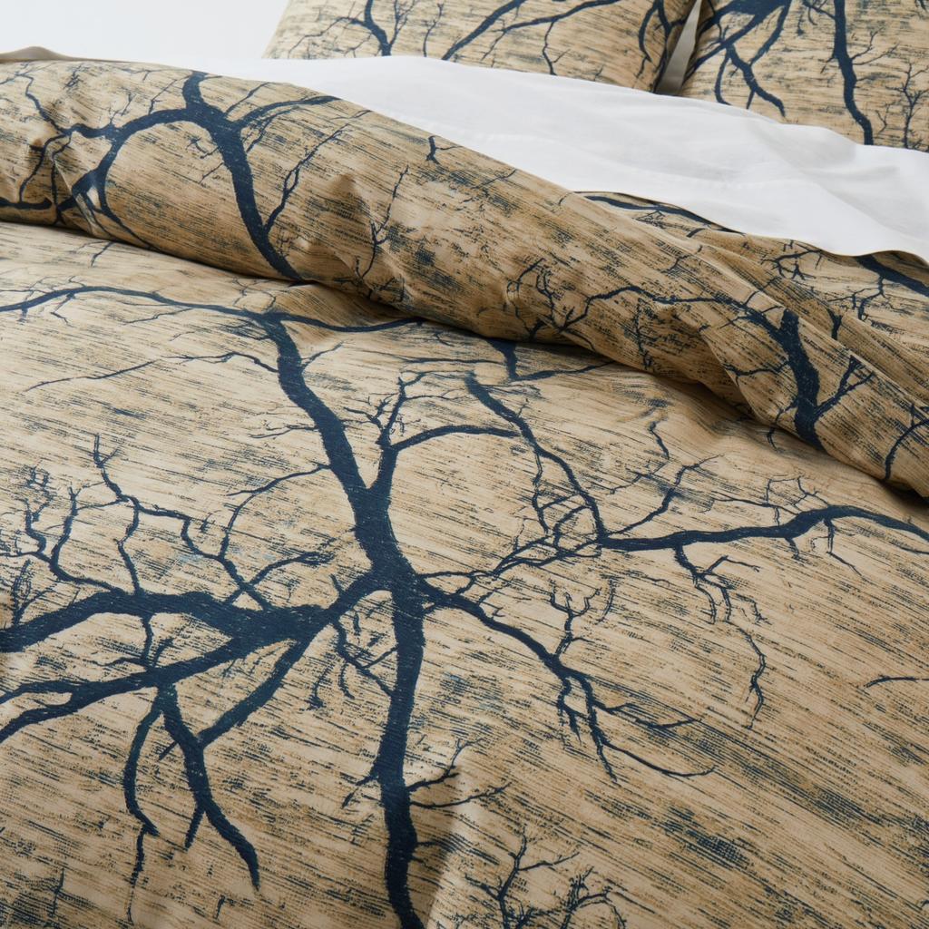 Tree Branch Duvet Cover Set Twin Queen Vintage Wood Grain Print Comforter Cover Soft Microfiber Reversible Farmhouse Bedding Set