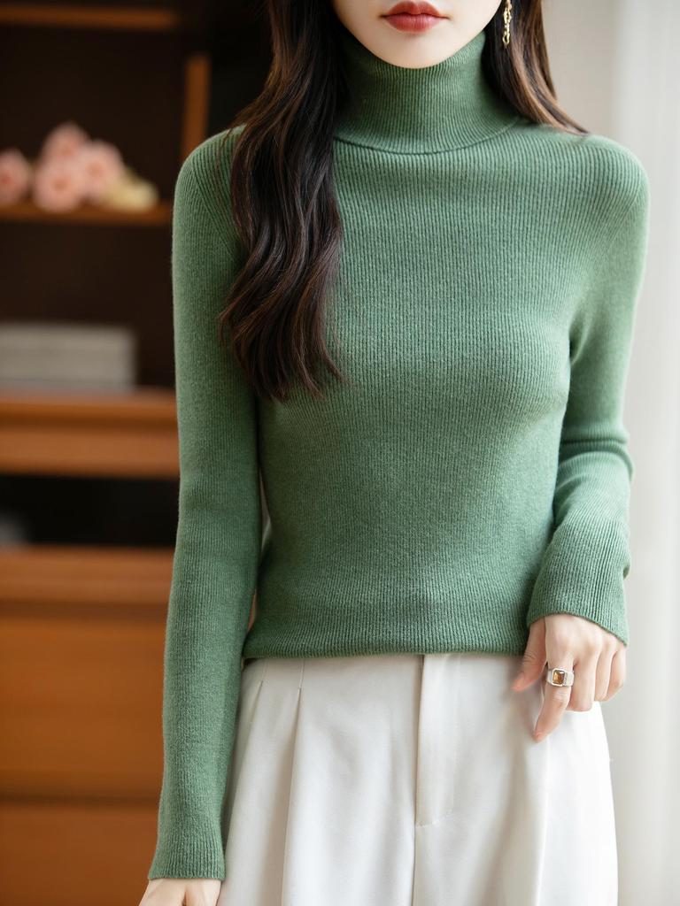 Women's Slim Fit High Collar Sweater - Warm, Versatile Base Layer for Autumn/Winter