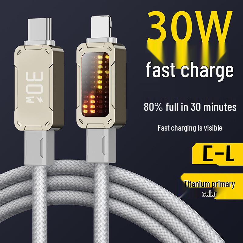 Mecha Luminous 100W Fast Charging Dual Type-C Data Cable for Apple & Huawei Devices