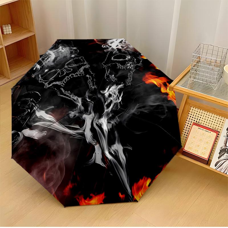 

Skull Moth Moon Flowers Printed umbrella windproof folding umbrella portable sun and rain umbrella suitable for gifting