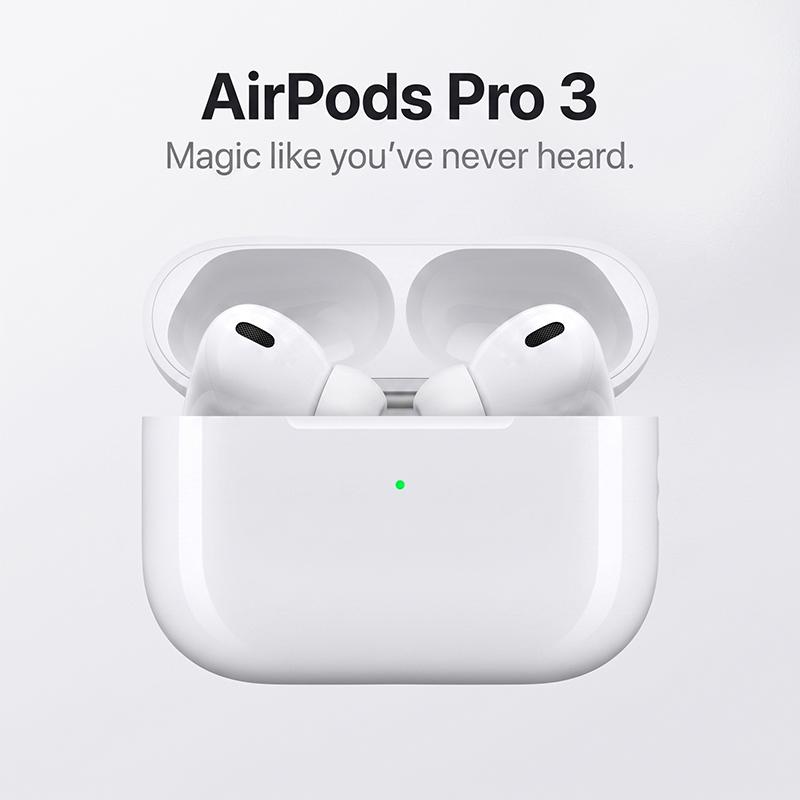 Kabellose Bluetooth-Kopfhörer AirPods Pro 3. Gen Aktive Geräuschunterdrückung IPX4 Wasserdicht Räumliches Audio Touch-Steuerung Kopfhörer für iOS Android weiß