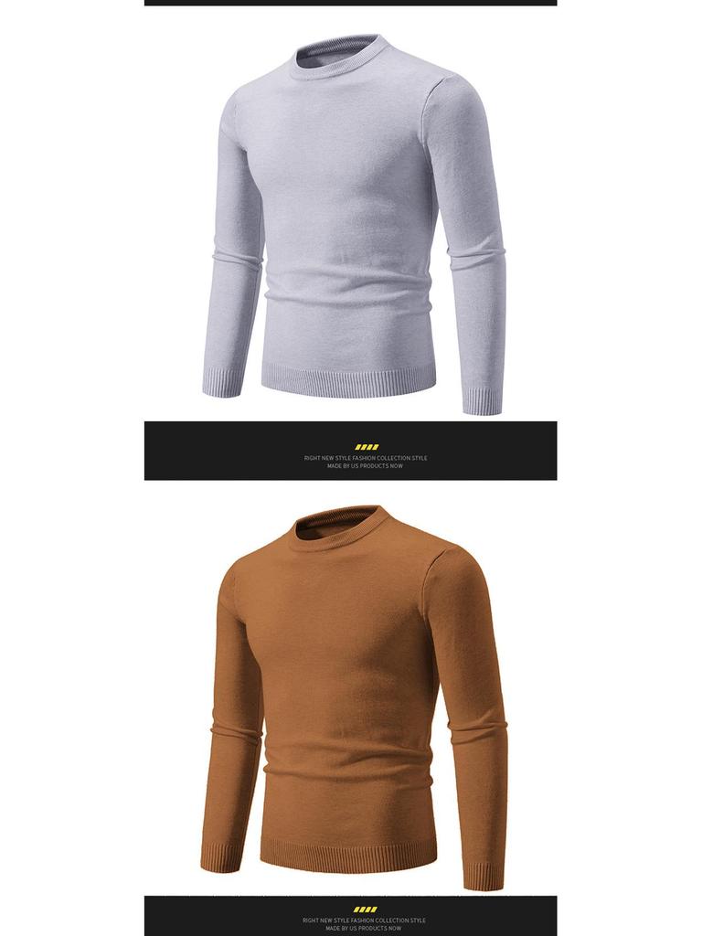 2025 Men's Casual Round Neck Solid Color Fashion Sweater