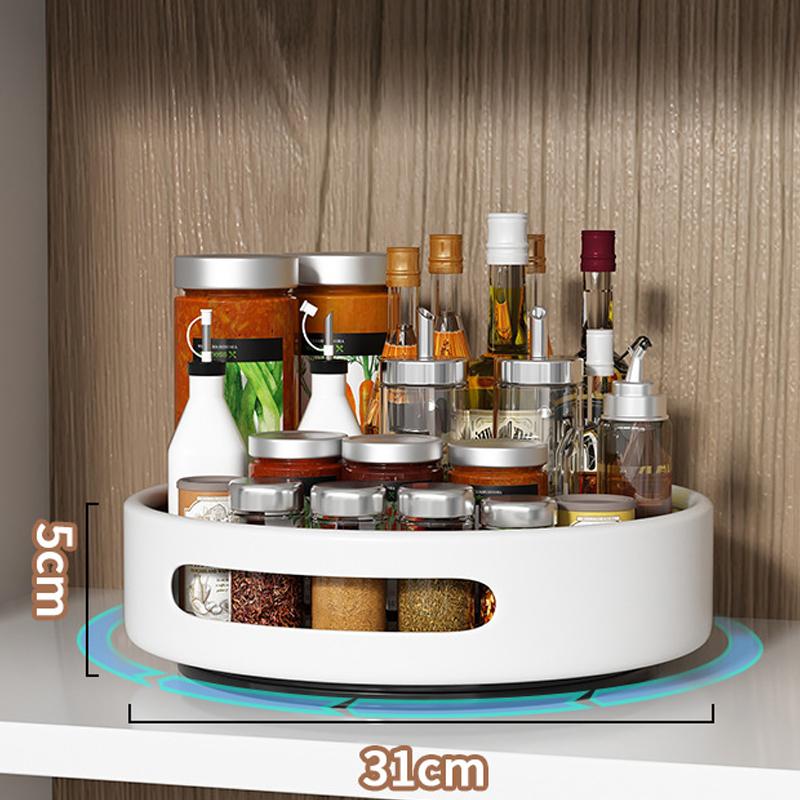 Rotating Condiment Rack Countertop Double Layer Multi-Functional Storage Rack Cabinets Multi-Layer Storage Rack