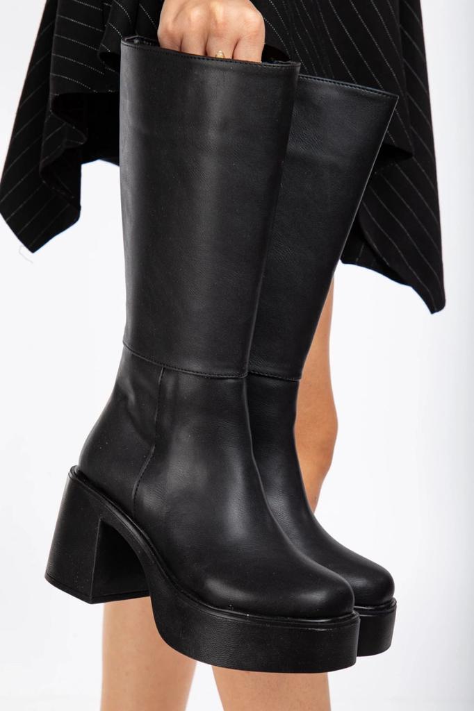 Damen-Stiefel, moderne, stilvolle Mode, Stiefel, Kunstleder, Plateau-Absatz